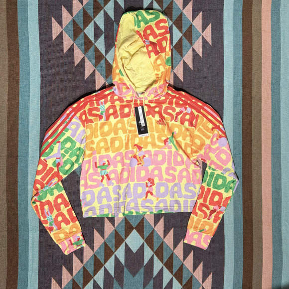 NWT adidas x FARM RIO 3-Stripes Hoodie Pearl Citrine (HS1196) SIZE SMALL Rare - Picture 2 of 8